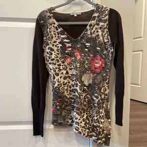 Alberto Makali - Leopard & Floral Print Women's Sweater